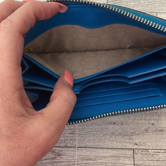 Michael Kors Blue and White Polka Dot Wallet - Picture 11 of 11